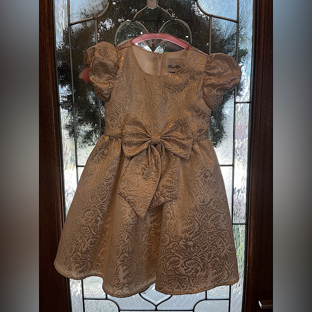 Rare editions size 6 dress gold champagne holiday Christmas fancy el…